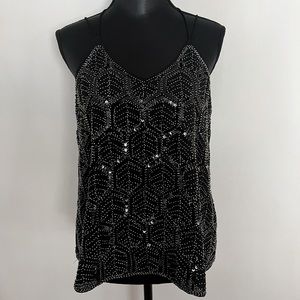 NWT Vintage Inspired Beaded Camisole by She & Sky | Black | Medium